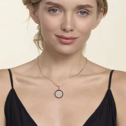 Online Gabriel & Co. Enamel - 14K Yellow Gold Diamond Medallion With Detachable Bail with Black Enamel
