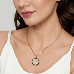 Online Gabriel & Co. Enamel - 14K Yellow Gold Diamond Medallion With Detachable Bail with Black Enamel
