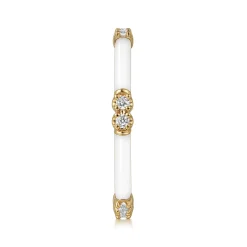 Hot Gabriel & Co. Enamel - 14K Yellow Gold Diamond Station Stackable with White Enamel