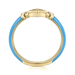 Gabriel & Co. Enamel - 14K Yellow Gold Diamond Split Stackable with Dusk Blue Enamel
