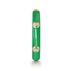 Online Gabriel & Co. Enamel - 14K Yellow Gold Diamond Split Stackable with Emerald Green Enamel