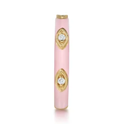 Sale Gabriel & Co. Enamel - 14K Yellow Gold Diamond Split Stackable with Neutral Pink Enamel