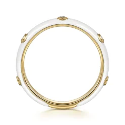 Gabriel & Co. Enamel - 14K Yellow Gold Diamond Split Stackable with White Enamel