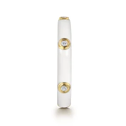 Gabriel & Co. Enamel - 14K Yellow Gold Diamond Split Stackable with White Enamel