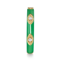 Discount Gabriel & Co. Enamel - 14K Yellow Gold Diamond Split Stackable with Emerald Green Enamel