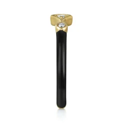Clearance Gabriel & Co. Enamel - 14K Yellow Gold Diamond Split Stackable with Black Enamel