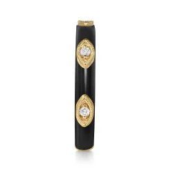 Hot Gabriel & Co. Enamel - 14K Yellow Gold Diamond Split Stackable with Black Enamel
