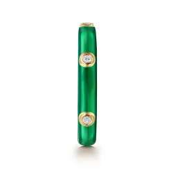 Gabriel & Co. Enamel - 14K Yellow Gold Diamond Split Stackable with Chrome Green Enamel