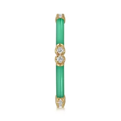 Gabriel & Co. Enamel - 14K Yellow Gold Diamond Station Stackable with Mint Green Enamel