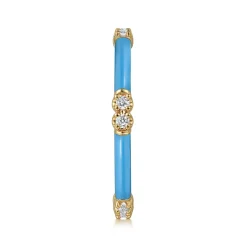 Online Gabriel & Co. Enamel - 14K Yellow Gold Diamond Station Stackable with Dusk Blue Enamel