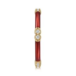 Clearance Gabriel & Co. Enamel - 14K Yellow Gold Diamond Station Stackable with Chrome Red Enamel
