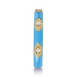 Online Gabriel & Co. Enamel - 14K Yellow Gold Diamond Split Stackable with Dusk Blue Enamel