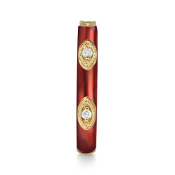 Sale Gabriel & Co. Enamel - 14K Yellow Gold Diamond Split Stackable with Chrome Red Enamel