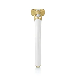 Gabriel & Co. Enamel - 14K Yellow Gold Diamond Split Stackable with White Enamel