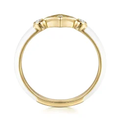Gabriel & Co. Enamel - 14K Yellow Gold Diamond Split Stackable with White Enamel