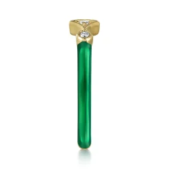 Gabriel & Co. Enamel - 14K Yellow Gold Diamond Split Stackable with Chrome Green Enamel
