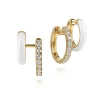 New Gabriel & Co. Enamel - 14K Yellow Gold Diamond Stuggeis with White Enamel