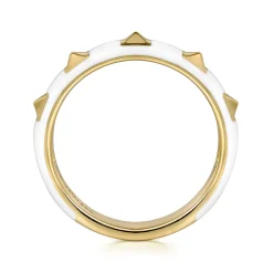 New Gabriel & Co. Enamel - 14K Yellow Gold Pyramid Stackable with White Enamel