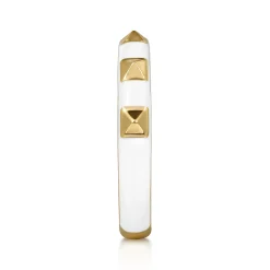 New Gabriel & Co. Enamel - 14K Yellow Gold Pyramid Stackable with White Enamel