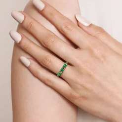 Hot Gabriel & Co. Enamel - 14K Yellow Gold Pyramid Stackable with Chrome Green Enamel