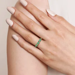 Online Gabriel & Co. Enamel - 14K Yellow Gold Pyramid Stackable with Mint Green Enamel