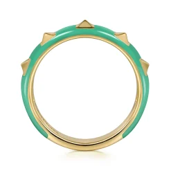 Online Gabriel & Co. Enamel - 14K Yellow Gold Pyramid Stackable with Mint Green Enamel