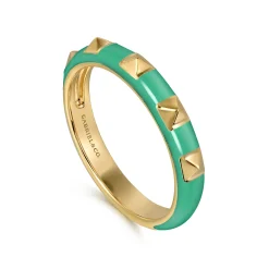 Online Gabriel & Co. Enamel - 14K Yellow Gold Pyramid Stackable with Mint Green Enamel