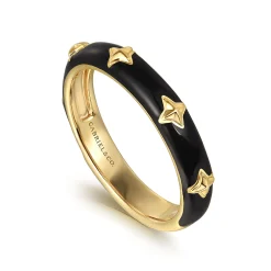 Sale Gabriel & Co. Enamel - 14K Yellow Gold Star Split Stackable with Black Enamel