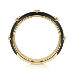 Sale Gabriel & Co. Enamel - 14K Yellow Gold Star Split Stackable with Black Enamel