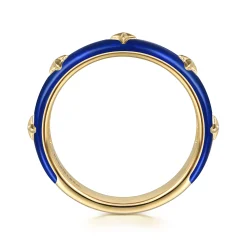 Online Gabriel & Co. Enamel - 14K Yellow Gold Star Split Stackable with Chrome Blue Enamel