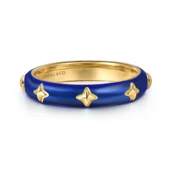 Online Gabriel & Co. Enamel - 14K Yellow Gold Star Split Stackable with Chrome Blue Enamel