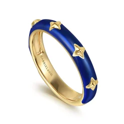 Online Gabriel & Co. Enamel - 14K Yellow Gold Star Split Stackable with Chrome Blue Enamel