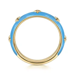 Outlet Gabriel & Co. Enamel - 14K Yellow Gold Star Split Stackable with Dusk Blue Enamel