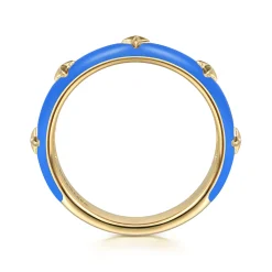 Hot Gabriel & Co. Enamel - 14K Yellow Gold Star Split Stackable with Blue Enamel
