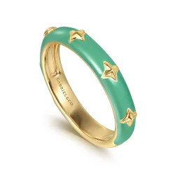New Gabriel & Co. Enamel - 14K Yellow Gold Star Split Stackable with Mint Green Enamel