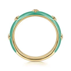 New Gabriel & Co. Enamel - 14K Yellow Gold Star Split Stackable with Mint Green Enamel