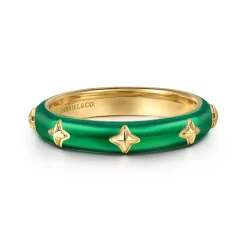 Discount Gabriel & Co. Enamel - 14K Yellow Gold Star Split Stackable with Chrome Green Enamel