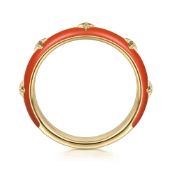 Outlet Gabriel & Co. Enamel - 14K Yellow Gold Star Split Stackable with Orange Enamel