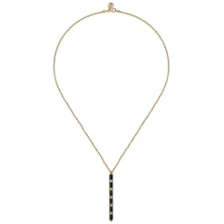 Clearance Gabriel & Co. Enamel - 14K Yellow Gold Vertical Bar Necklace with Black Enamel