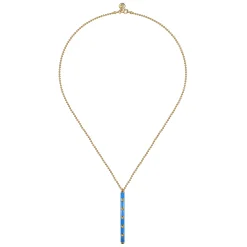 Hot Gabriel & Co. Enamel - 14K Yellow Gold Vertical Bar Necklace with Blue Enamel