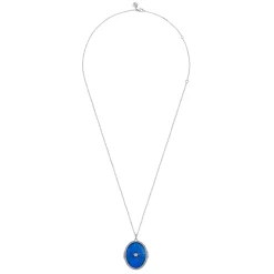 Outlet Gabriel & Co. Enamel - 925 Sterling Silver White Sapphire Bujukan Locket Necklace with Dusk Blue Enamel
