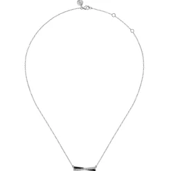 Best Gabriel & Co. Enamel - 925 Sterling Silver White Sapphire Criss Cross Bar Necklace with Black Enamel