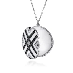 Online Gabriel & Co. Enamel - 925 Sterling Silver White Sapphire and Black Spinel with White Enamel Locket