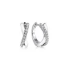 Gabriel & Co. Enamel - 925 Sterling Silver White Sapphire Criss Cross Huggies with White Enamel
