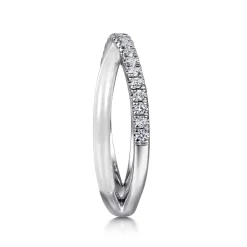 Clearance Gabriel & Co. Enamel - 925 Sterling Silver White Sapphire Criss Cross Stackable with White Enamel