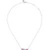 Best Gabriel & Co. Enamel - 925 Sterling Silver White Sapphire Criss Cross Bar Necklace with Fuchsia Enamel