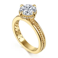 Outlet Gabriel & Co. Eniko - 14K Yellow Gold Compass Prong Round Diamond Engagement Ring