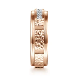 Discount Gabriel & Co. Enzo - 14K Rose Gold Diamond Men's Wedding Ring in Sand Blast Finish