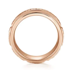 Discount Gabriel & Co. Enzo - 14K Rose Gold Diamond Men's Wedding Ring in Sand Blast Finish