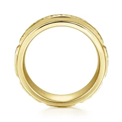 New Gabriel & Co. Enzo - 14K Yellow Gold Black Diamond Men's Wedding Ring in Sand Blast Finish